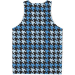 Blue Houndstooth Pattern Print Men's Tank Top