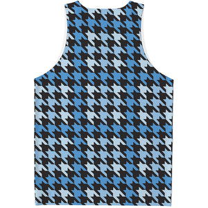 Blue Houndstooth Pattern Print Men's Tank Top