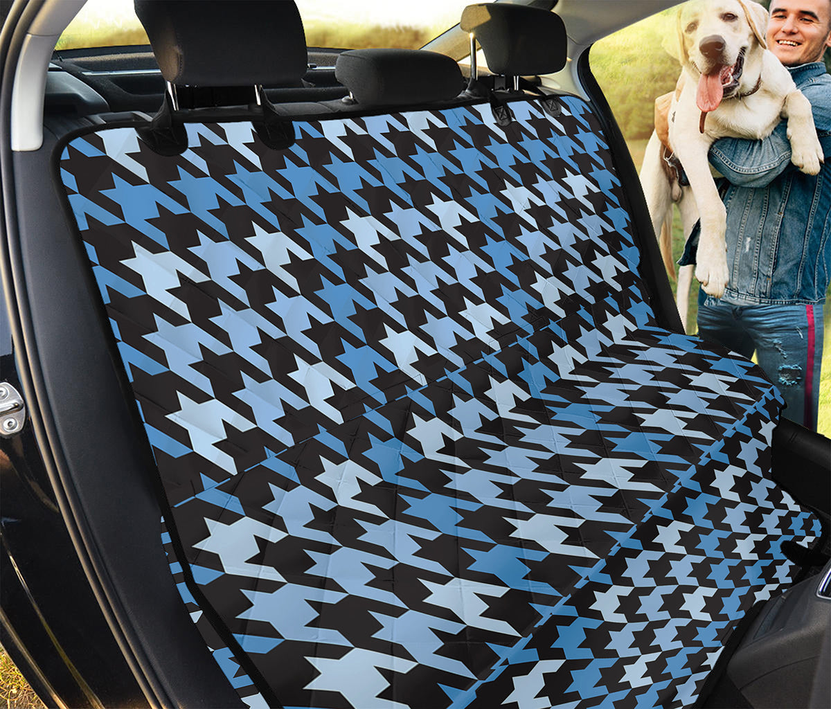 Blue Houndstooth Pattern Print Pet Car Back Seat Cover