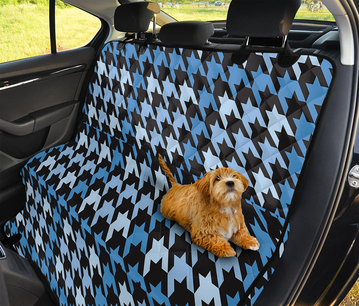 Blue Houndstooth Pattern Print Pet Car Back Seat Cover