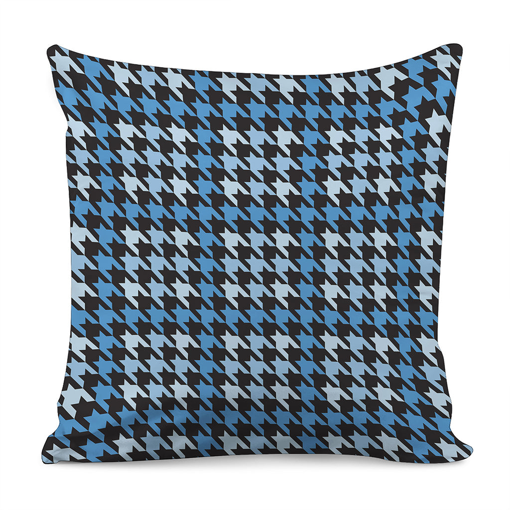Blue Houndstooth Pattern Print Pillow Cover