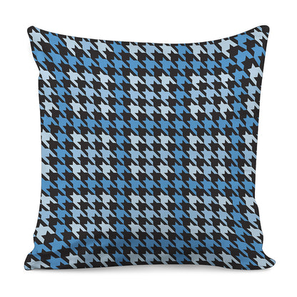 Blue Houndstooth Pattern Print Pillow Cover