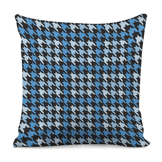 Blue Houndstooth Pattern Print Pillow Cover