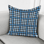 Blue Houndstooth Pattern Print Pillow Cover