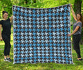 Blue Houndstooth Pattern Print Quilt