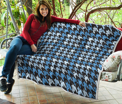 Blue Houndstooth Pattern Print Quilt