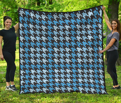 Blue Houndstooth Pattern Print Quilt