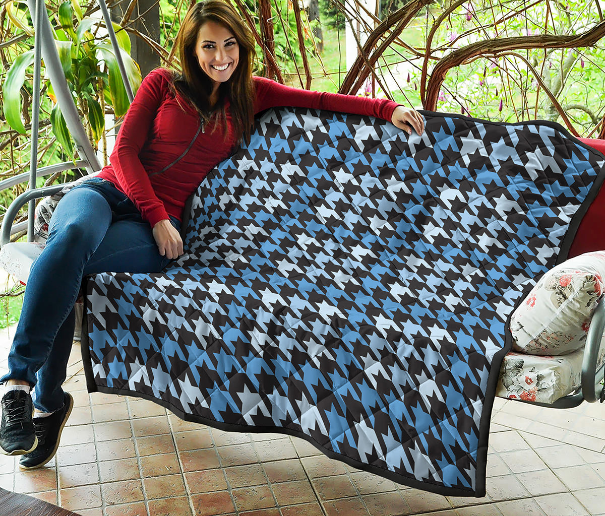 Blue Houndstooth Pattern Print Quilt