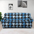 Blue Houndstooth Pattern Print Sofa Cover