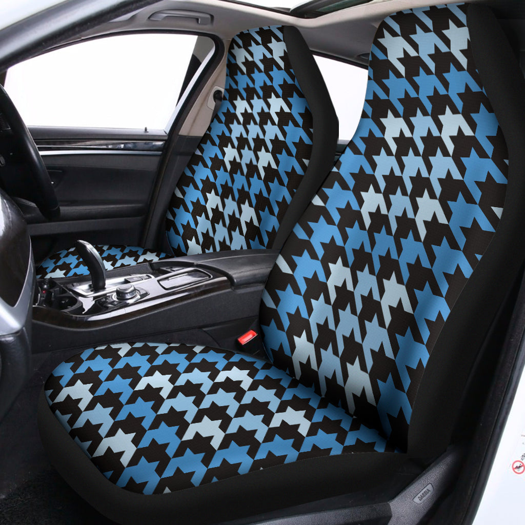 Blue Houndstooth Pattern Print Universal Fit Car Seat Covers