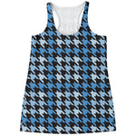 Blue Houndstooth Pattern Print Women's Racerback Tank Top
