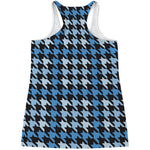 Blue Houndstooth Pattern Print Women's Racerback Tank Top