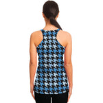 Blue Houndstooth Pattern Print Women's Racerback Tank Top