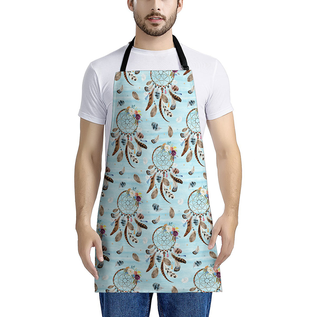 Blue Indian Dream Catcher Pattern Print Apron