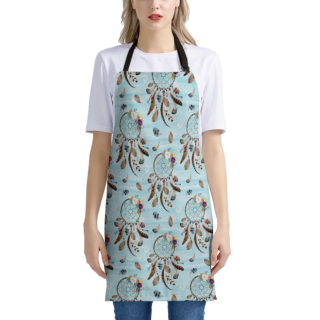 Blue Indian Dream Catcher Pattern Print Apron