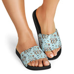 Blue Indian Dream Catcher Pattern Print Black Slide Sandals