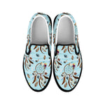 Blue Indian Dream Catcher Pattern Print Black Slip On Shoes