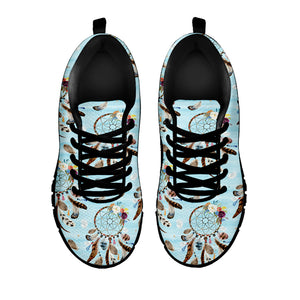 Blue Indian Dream Catcher Pattern Print Black Sneakers