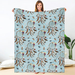 Blue Indian Dream Catcher Pattern Print Blanket