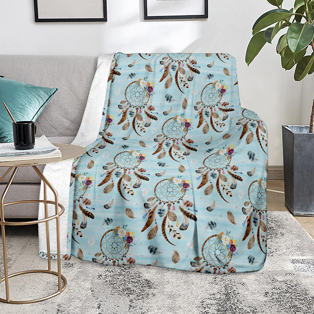 Blue Indian Dream Catcher Pattern Print Blanket