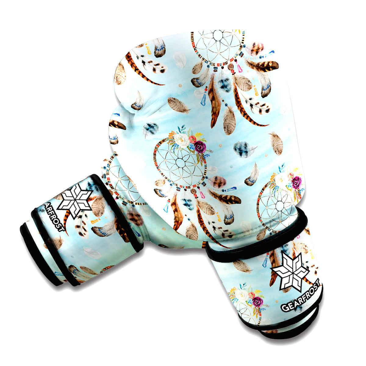 Blue Indian Dream Catcher Pattern Print Boxing Gloves