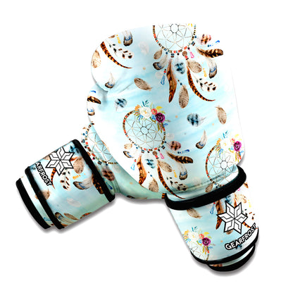 Blue Indian Dream Catcher Pattern Print Boxing Gloves