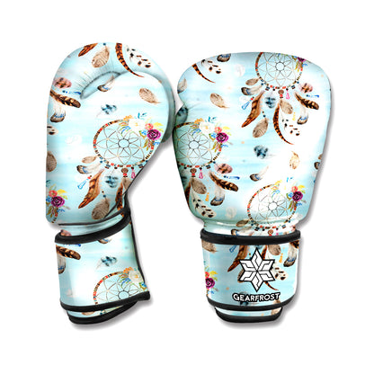 Blue Indian Dream Catcher Pattern Print Boxing Gloves