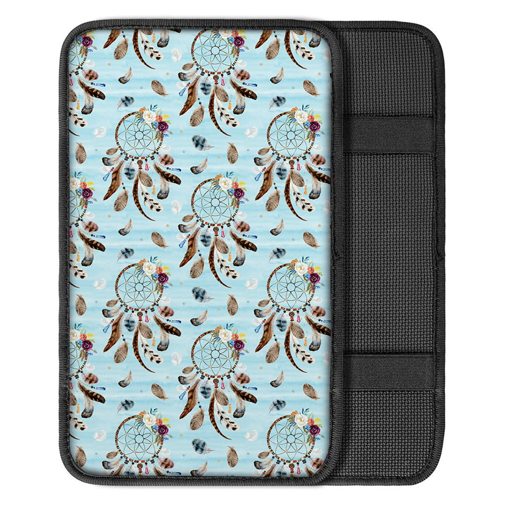 Blue Indian Dream Catcher Pattern Print Car Center Console Cover