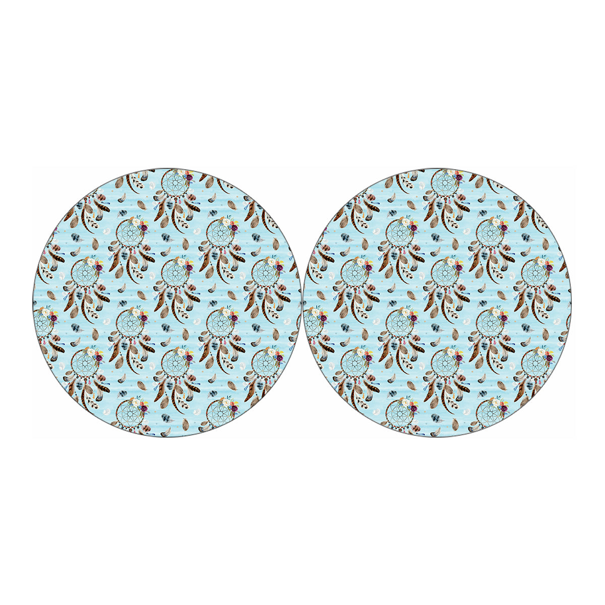 Blue Indian Dream Catcher Pattern Print Car Coasters