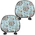 Blue Indian Dream Catcher Pattern Print Car Headrest Covers