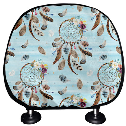 Blue Indian Dream Catcher Pattern Print Car Headrest Covers