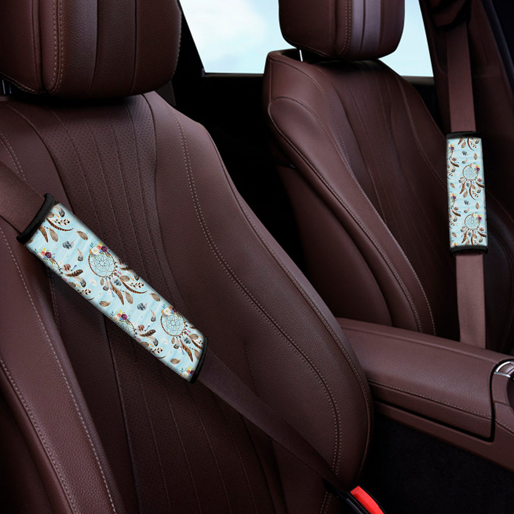 Blue Indian Dream Catcher Pattern Print Car Seat Belt Covers