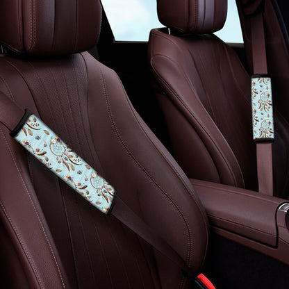 Blue Indian Dream Catcher Pattern Print Car Seat Belt Covers