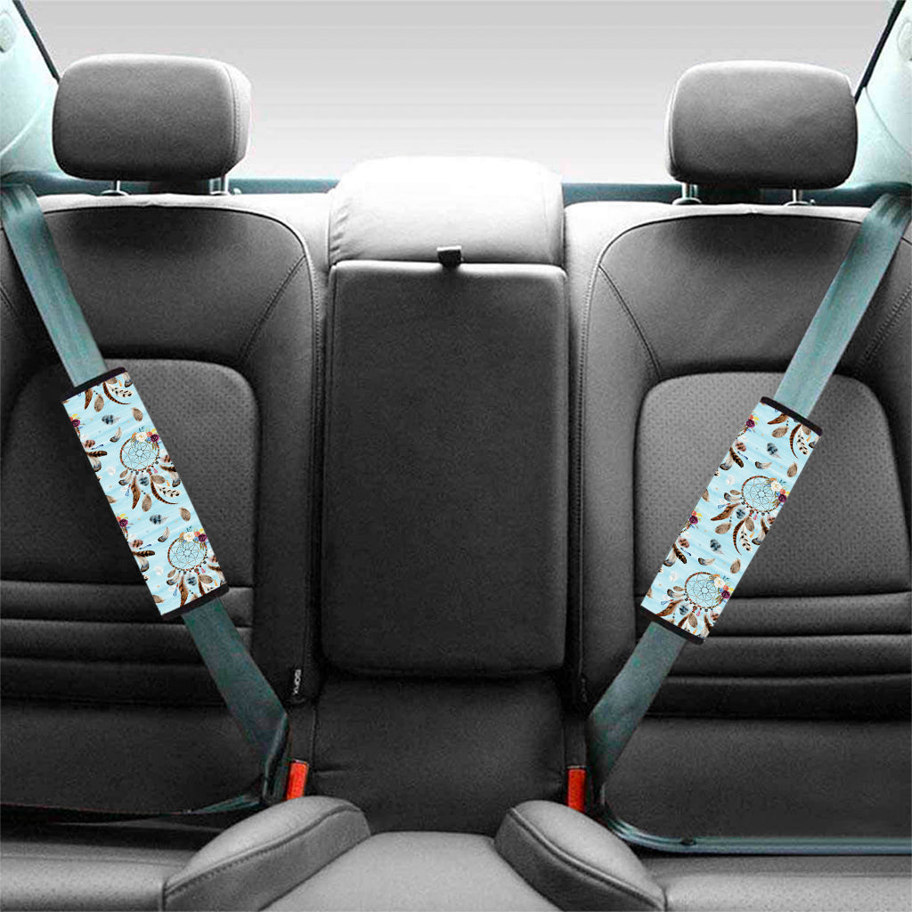 Blue Indian Dream Catcher Pattern Print Car Seat Belt Covers