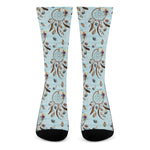 Blue Indian Dream Catcher Pattern Print Crew Socks