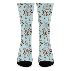 Blue Indian Dream Catcher Pattern Print Crew Socks