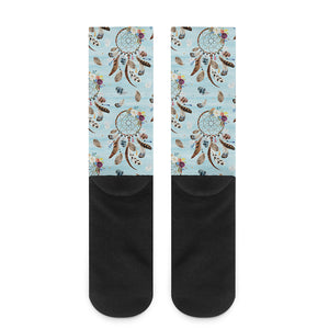 Blue Indian Dream Catcher Pattern Print Crew Socks