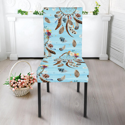 Blue Indian Dream Catcher Pattern Print Dining Chair Slipcover