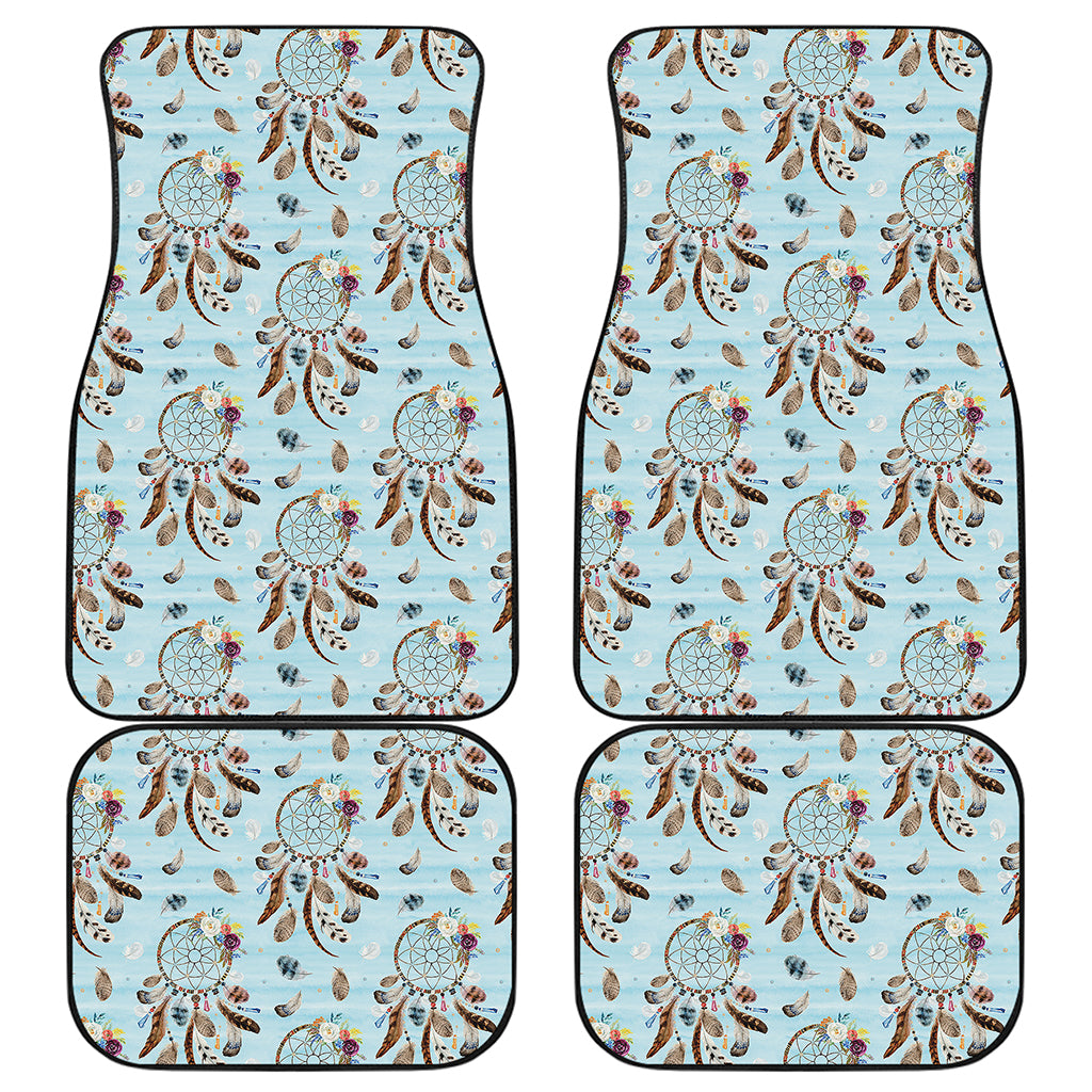 Blue Indian Dream Catcher Pattern Print Front and Back Car Floor Mats