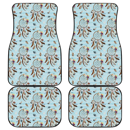 Blue Indian Dream Catcher Pattern Print Front and Back Car Floor Mats