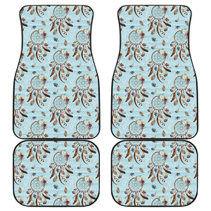 Blue Indian Dream Catcher Pattern Print Front and Back Car Floor Mats
