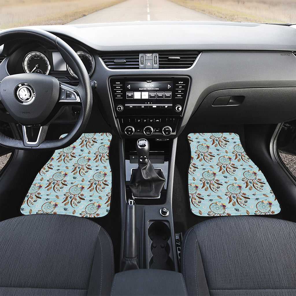 Blue Indian Dream Catcher Pattern Print Front and Back Car Floor Mats