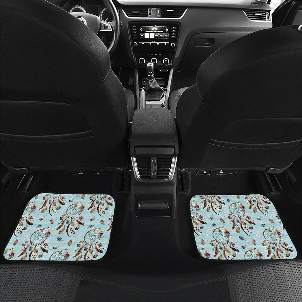 Blue Indian Dream Catcher Pattern Print Front and Back Car Floor Mats