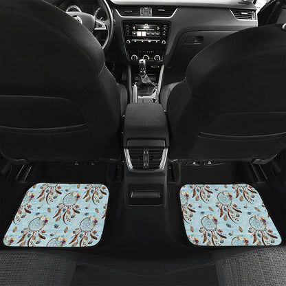 Blue Indian Dream Catcher Pattern Print Front and Back Car Floor Mats