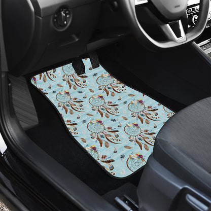 Blue Indian Dream Catcher Pattern Print Front and Back Car Floor Mats