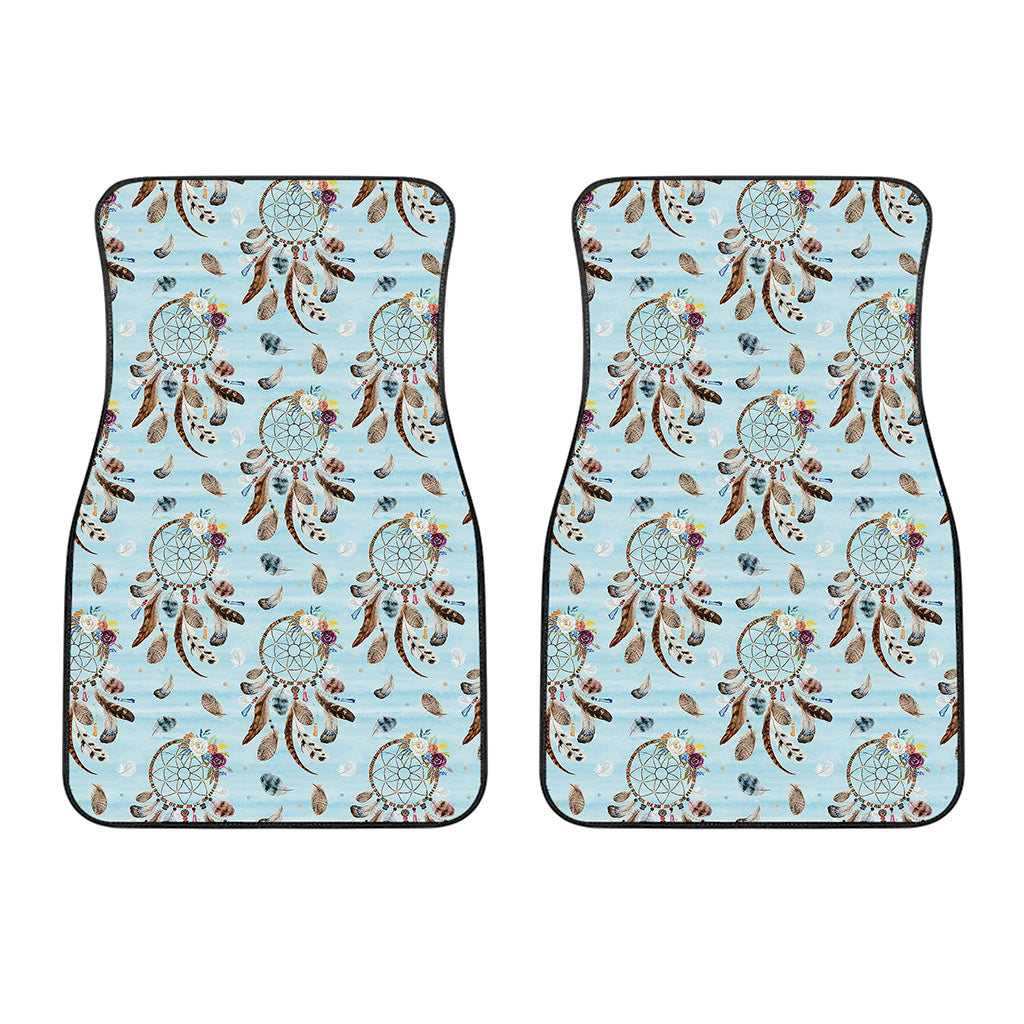 Blue Indian Dream Catcher Pattern Print Front Car Floor Mats