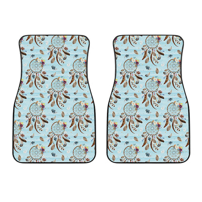 Blue Indian Dream Catcher Pattern Print Front Car Floor Mats