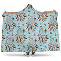 Blue Indian Dream Catcher Pattern Print Hooded Blanket