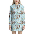 Blue Indian Dream Catcher Pattern Print Pullover Hoodie Dress