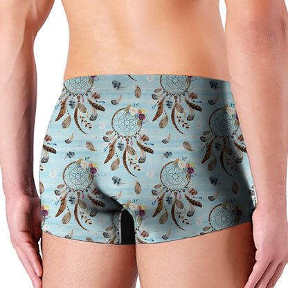 Blue Indian Dream Catcher Pattern Print Men's Boxer Briefs